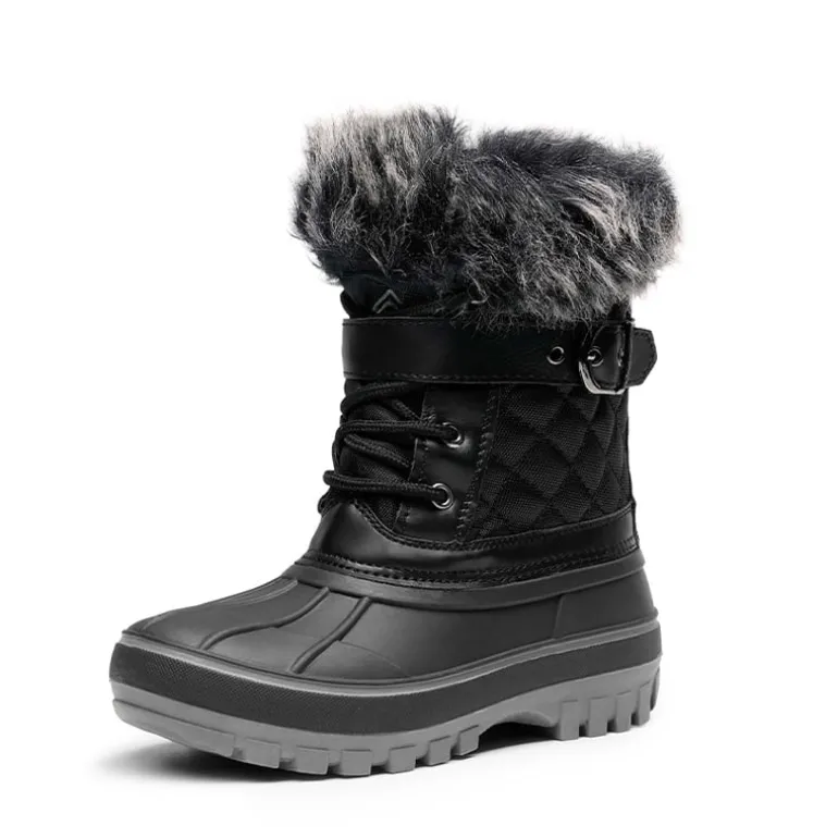Kids Faux Fur Trim Mid-calf Boots
