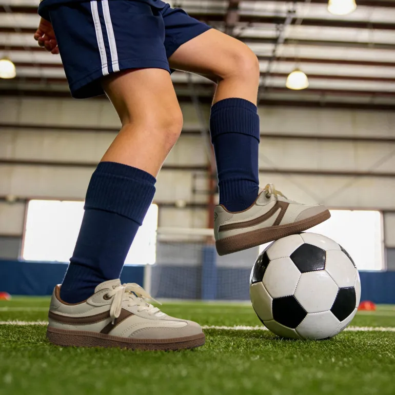 Kids Faux Suede Toe Cap Soccer Cleats