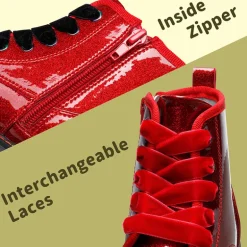 Kids Glitter Side Zipper Combat Boots