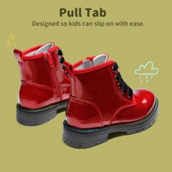 Kids Glitter Side Zipper Combat Boots