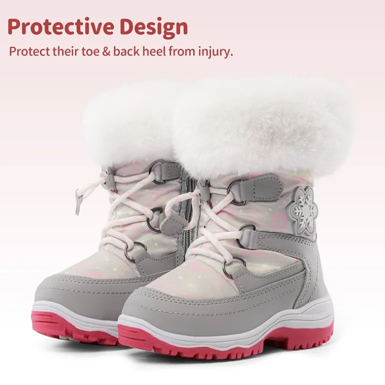 Kids Non-Slip Fur Lined Snow Boots