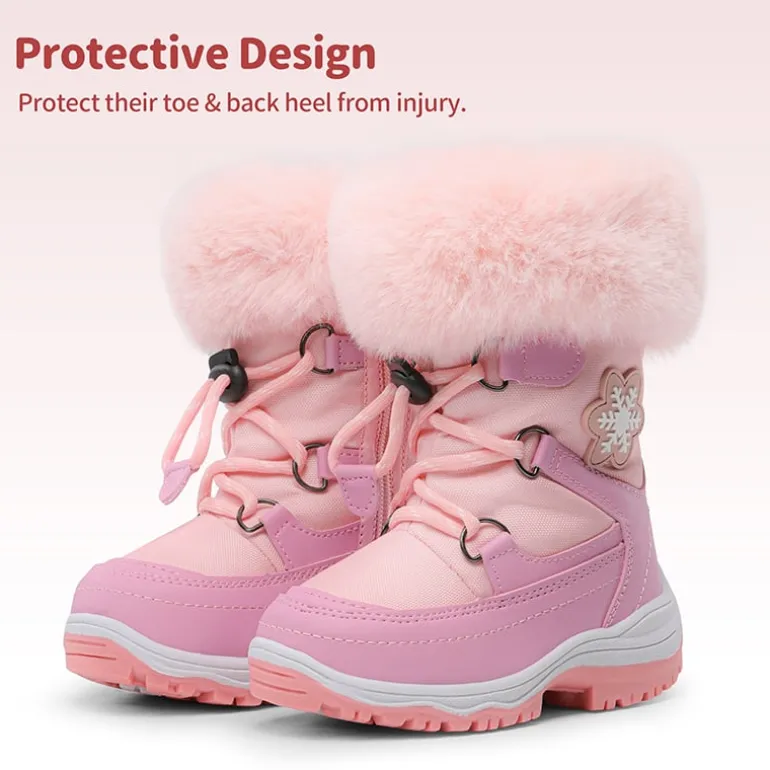 Kids Non-Slip Fur Lined Snow Boots