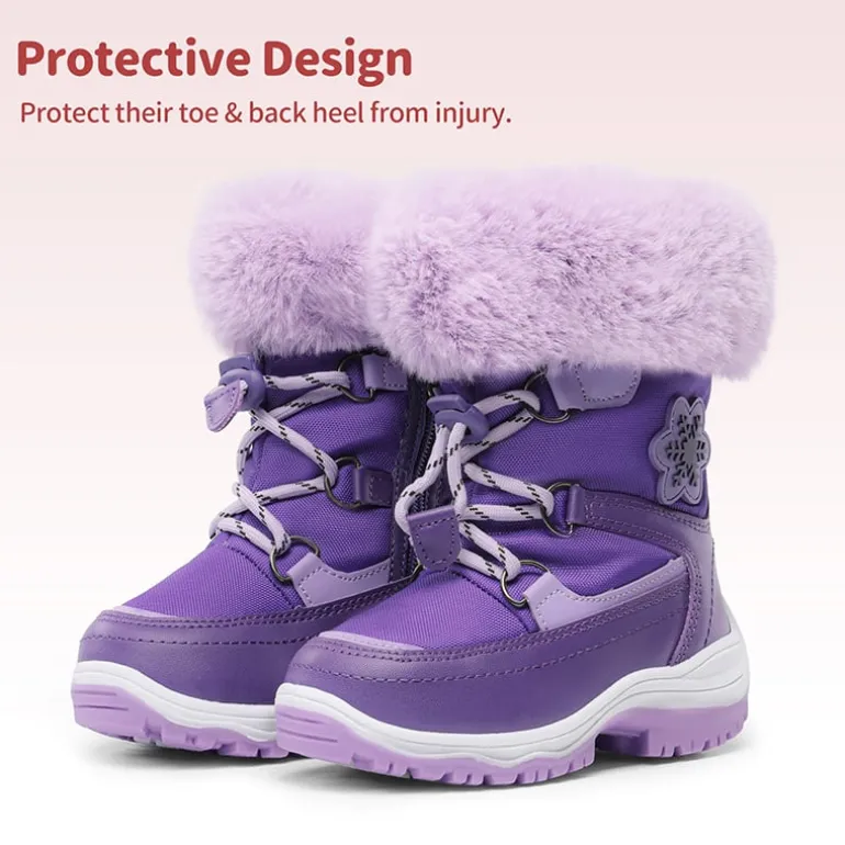 Kids Non-Slip Fur Lined Snow Boots