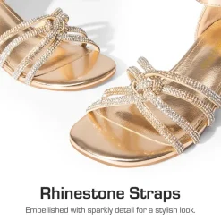 Kids' Rhinestone Metallic Kitten Heel Sandals
