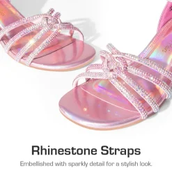 Kids' Rhinestone Metallic Kitten Heel Sandals