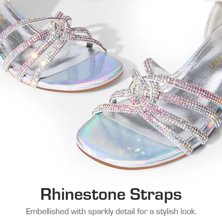 Kids' Rhinestone Metallic Kitten Heel Sandals