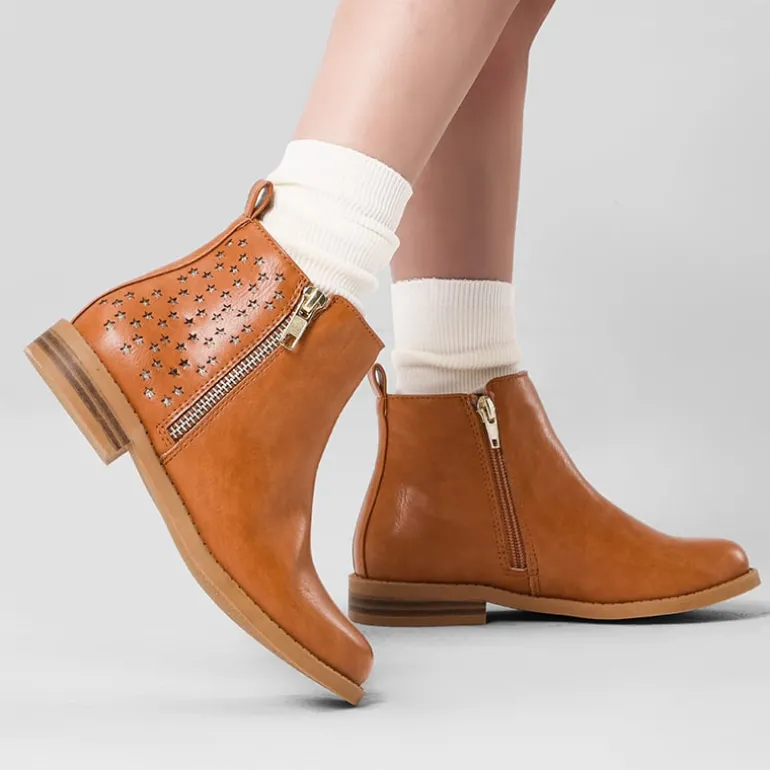 Kids Side Zipper Low Heel Ankle Boots