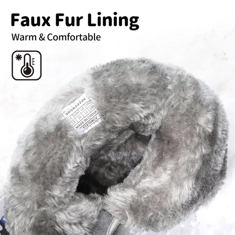 Kids Waterproof Faux Fur Snow Boots
