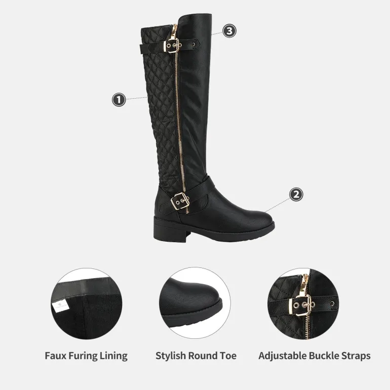 Knee High Winter Boots with Faux