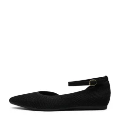 Knit Pointed Toe Ankle Strap Flats