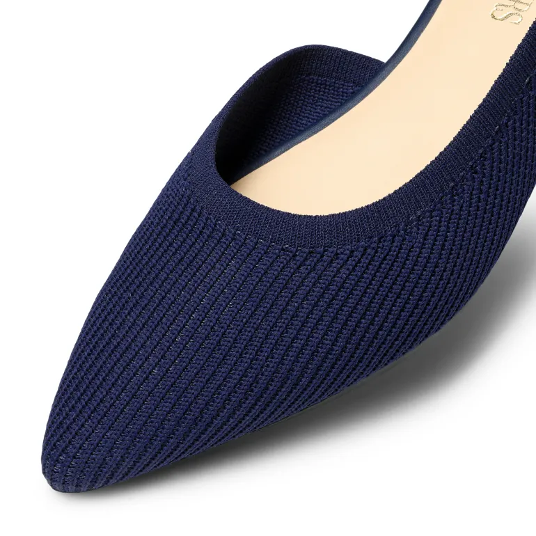 Knit Pointed Toe Ankle Strap Flats