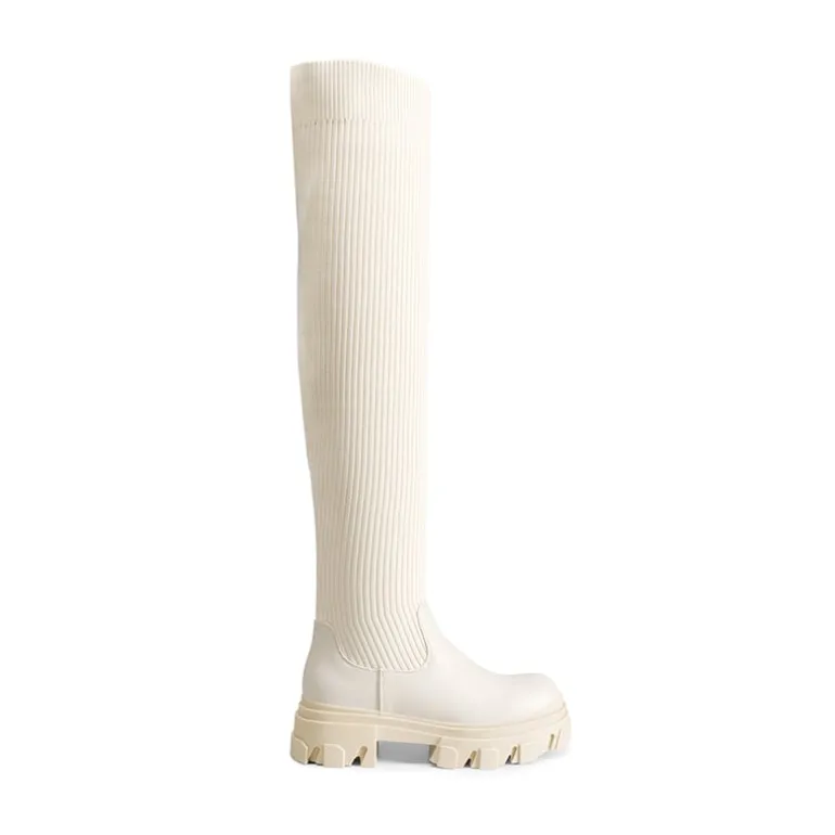 Knitted Lug Sole Over-The-Knee Boots
