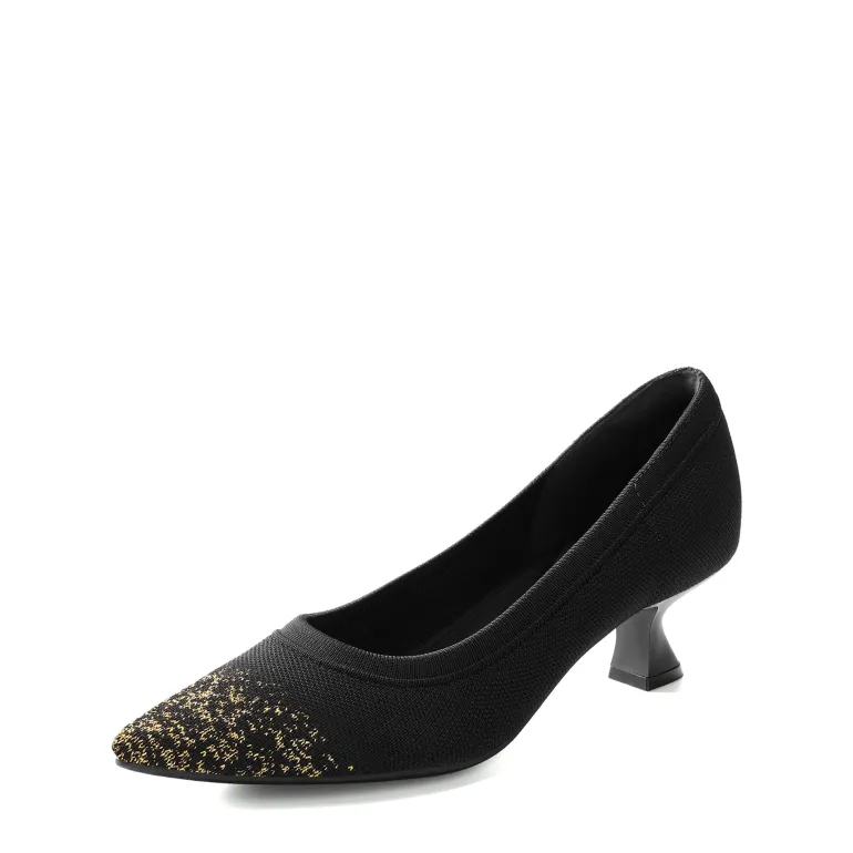 Knitted Pointed-Toe Kitten Heels