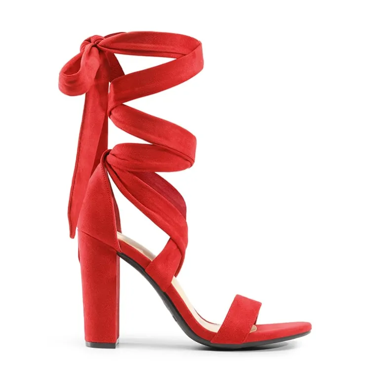 Lace Up Chunky Block Heel Sandals