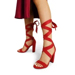 Lace Up Chunky Block Heel Sandals
