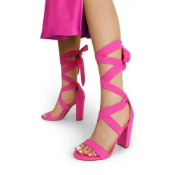 Lace Up Chunky Block Heel Sandals