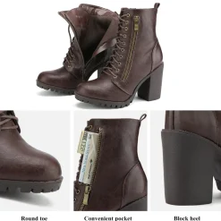 Lace Up Chunky Heel Ankle Booties