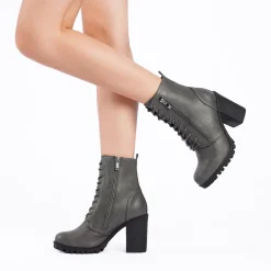 Lace Up Chunky Heel Ankle Booties