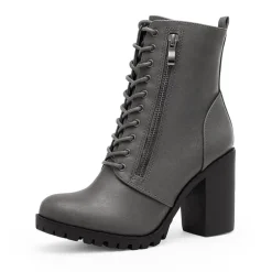 Lace Up Chunky Heel Ankle Booties