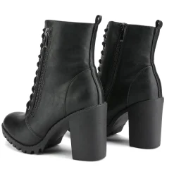 Lace Up Chunky Heel Ankle Booties