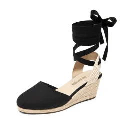 Lace Up Espadrilles Wedge Sandals