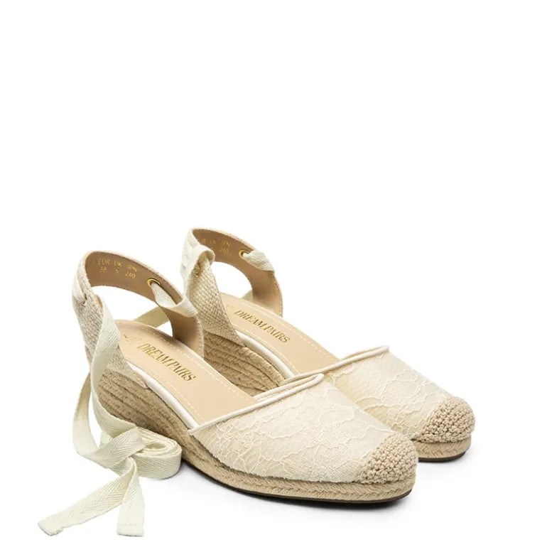 Lace Up Espadrilles Wedge Sandals