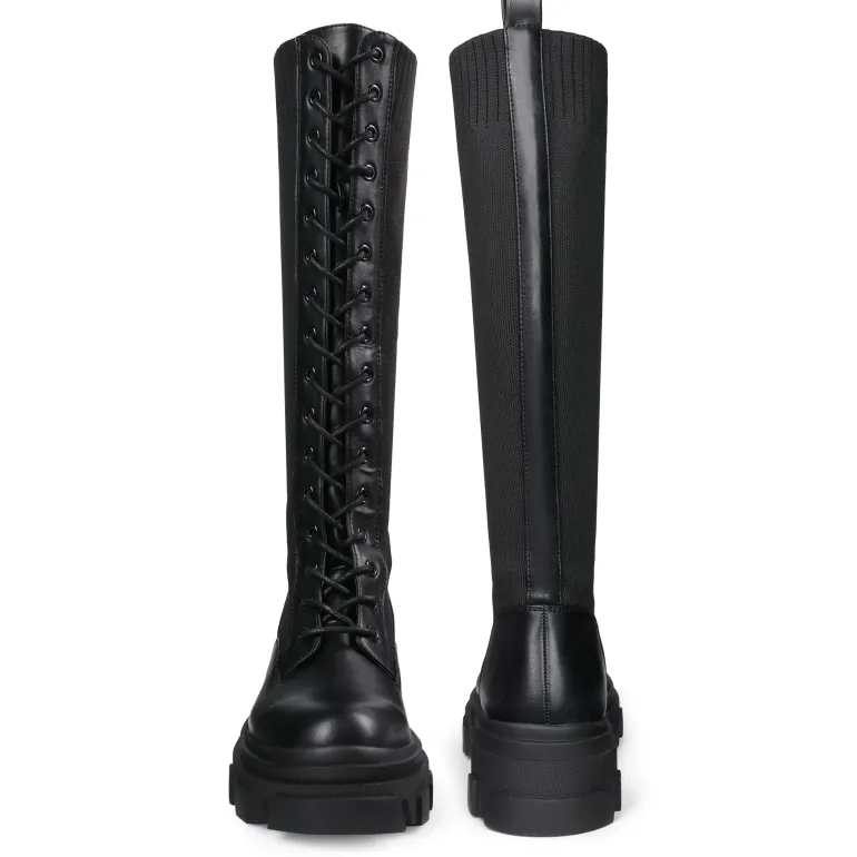 Lace Up Knee High Boots