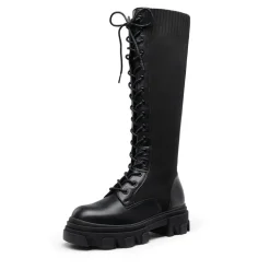 Lace Up Knee High Boots