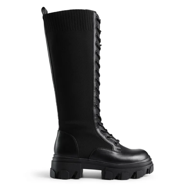 Lace Up Knee High Boots