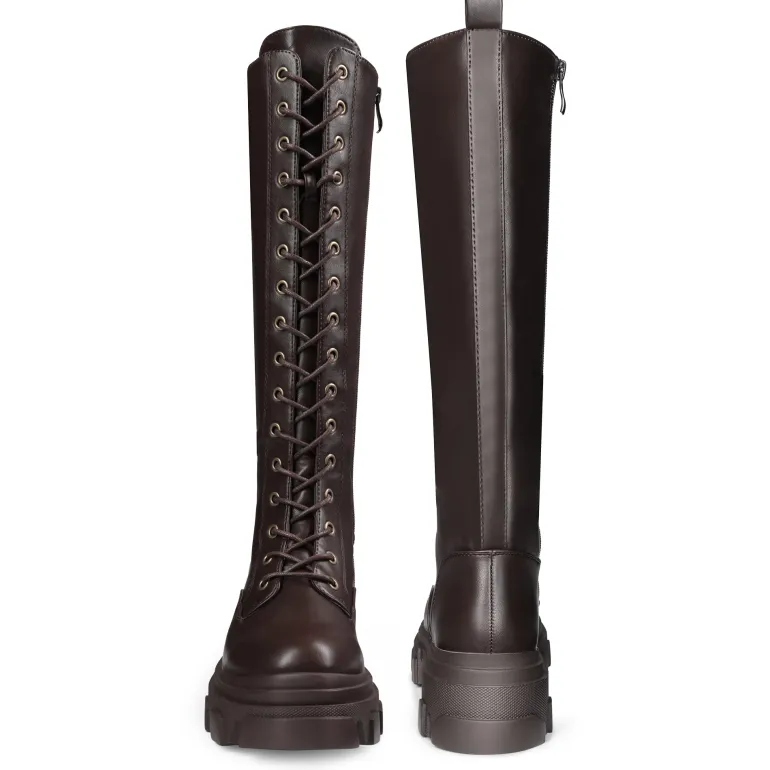Lace Up Knee High Boots