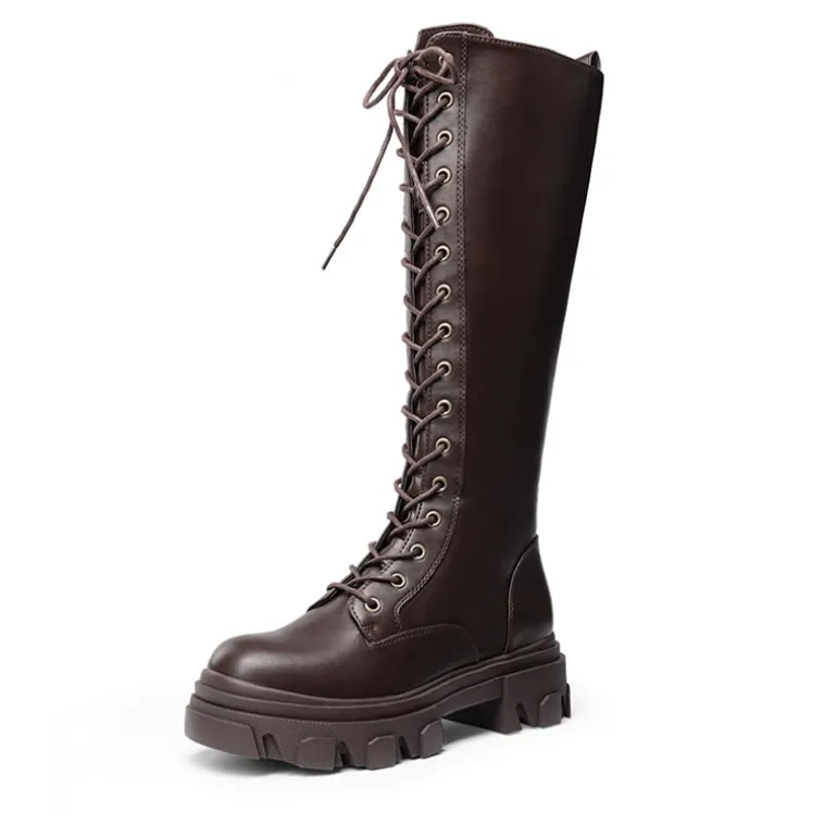 Lace Up Knee High Boots