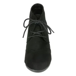 Lace Up Low Wedge Heel Ankle Boots
