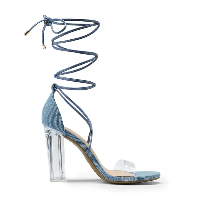 Lace Up Transparent Heel Sandals