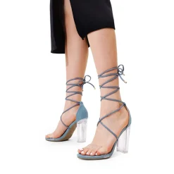 Lace Up Transparent Heel Sandals