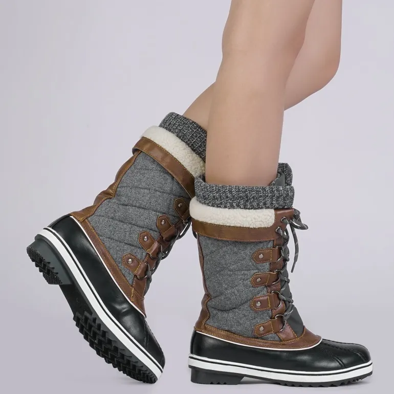 Lace Up Winter Fur Snow Boots