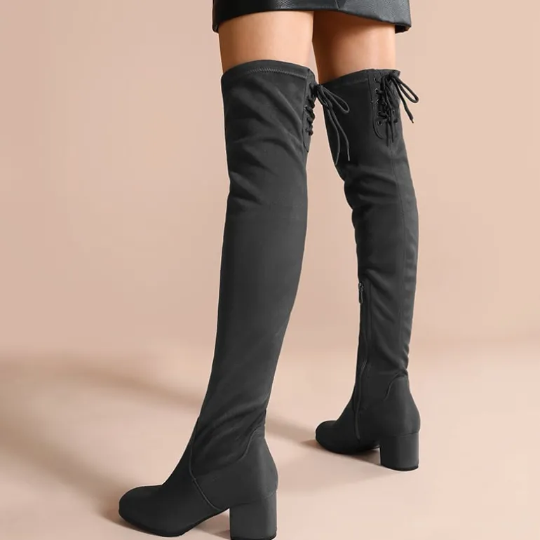 Laurence Chunky Heel Thigh High Boots