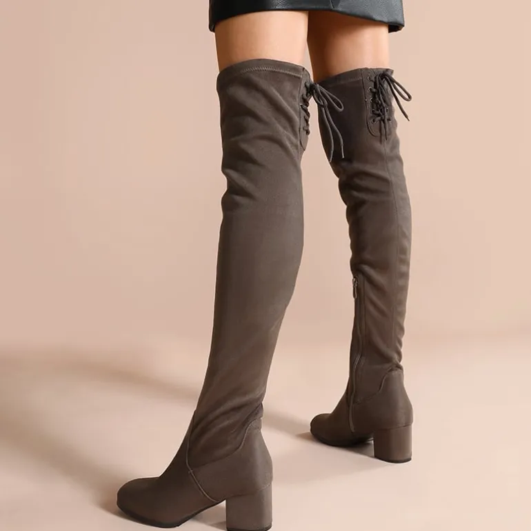 Laurence Chunky Heel Thigh High Boots