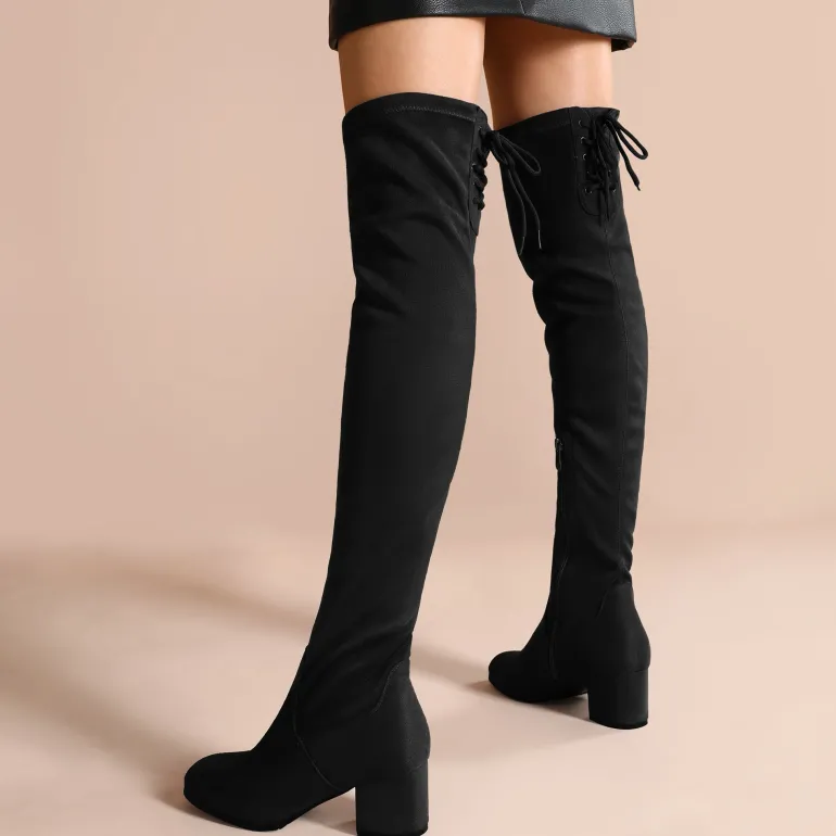 Laurence Chunky Heel Thigh High Boots
