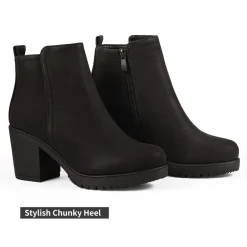 Low Heel Chunky Ankle Boots