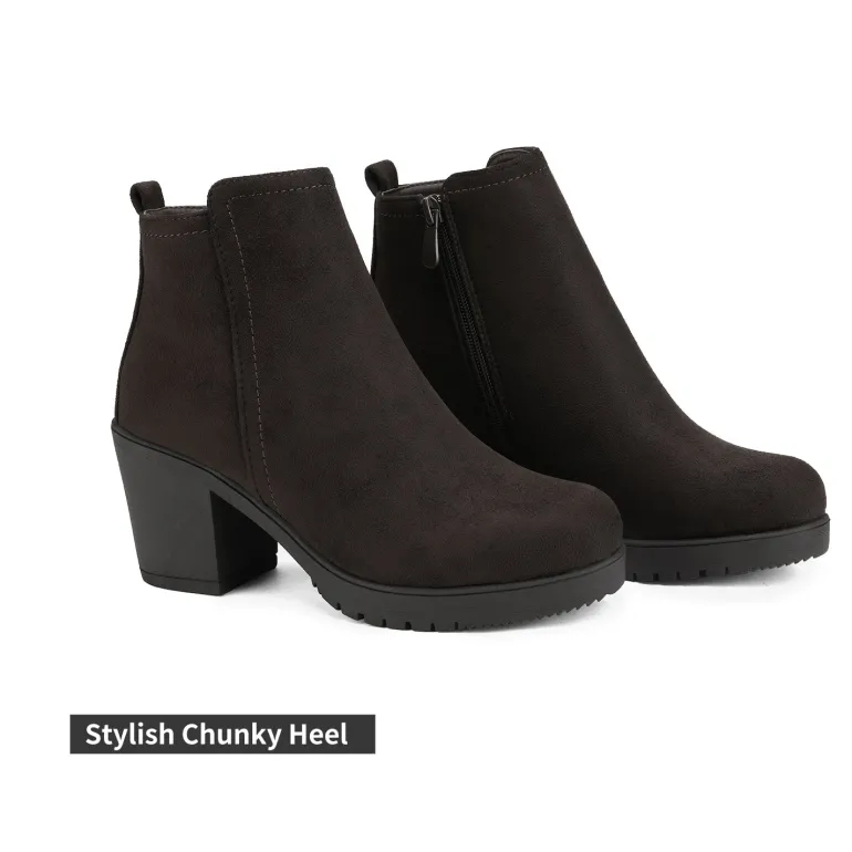 Low Heel Chunky Ankle Boots