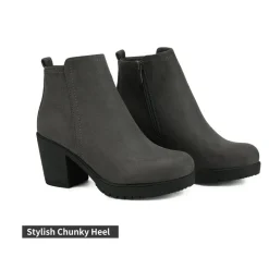 Low Heel Chunky Ankle Boots