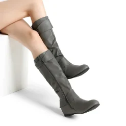Low Heel Knee High Boots