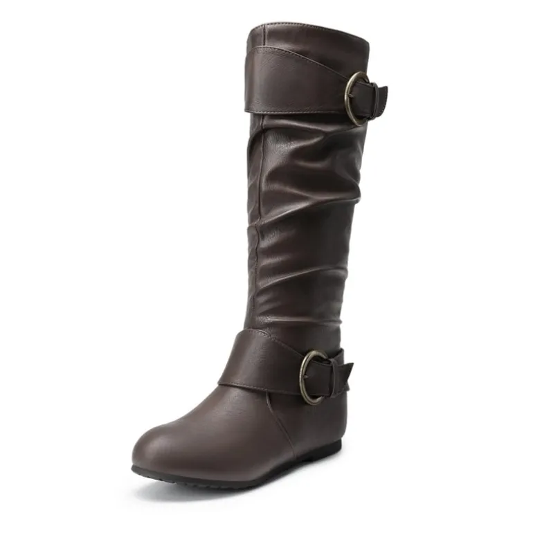 Low Heel Knee High Boots