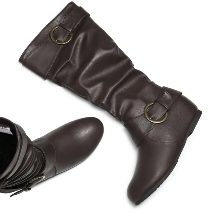 Low Heel Knee High Boots