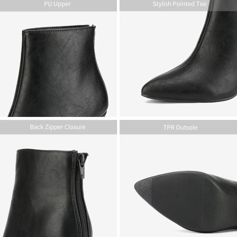 Low Heel Pointed Toe Ankle Booties