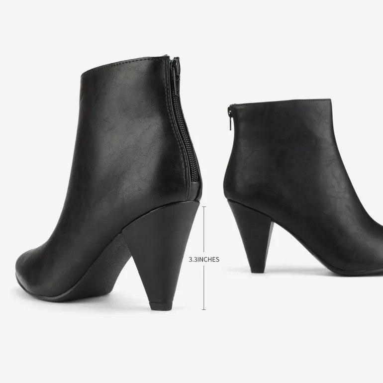 Low Heel Pointed Toe Ankle Booties