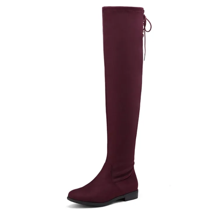 Low Heel Thigh High Boots