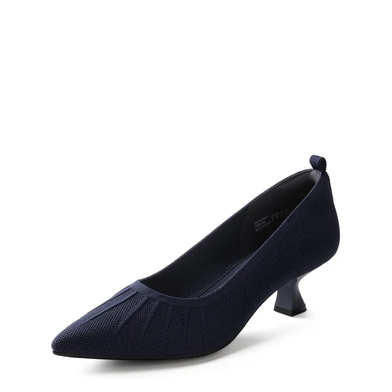Low Kitten Heel Knit Pumps