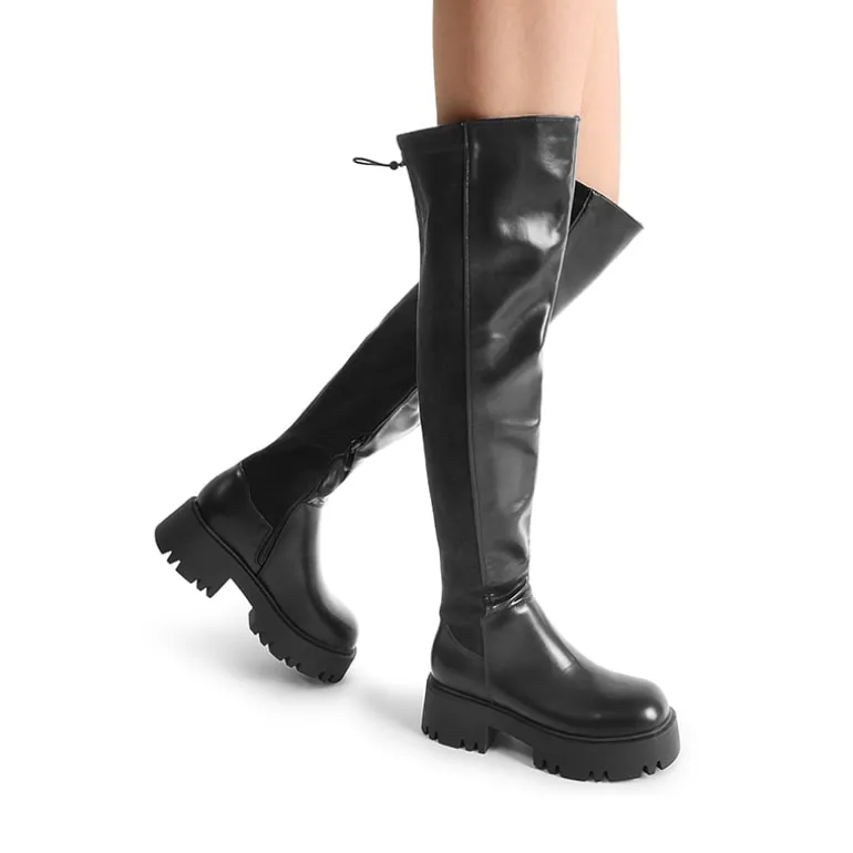 Lug Sole Over The Knee Boots