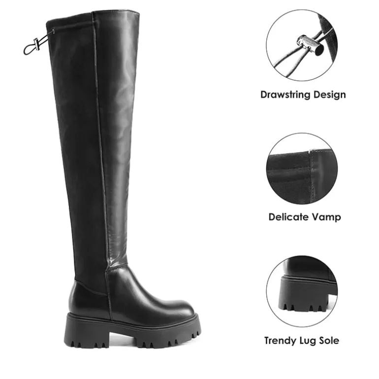 Lug Sole Over The Knee Boots